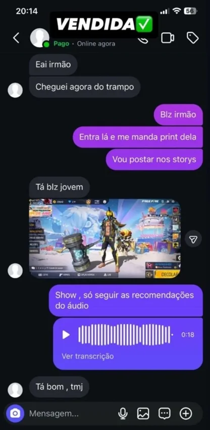 Conversa da referência 5 enviada para a loja