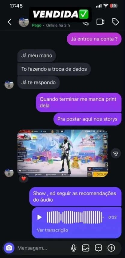 Conversa da referência 4 enviada para a loja