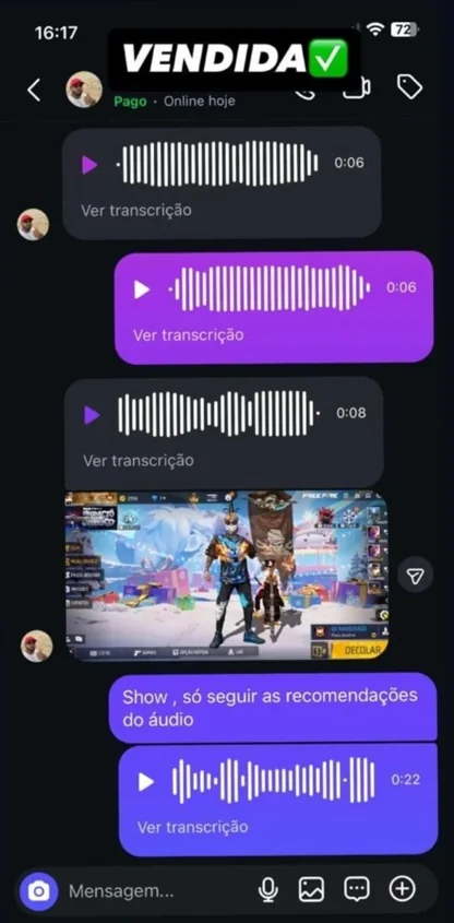 Conversa da referência 2 enviada para a loja