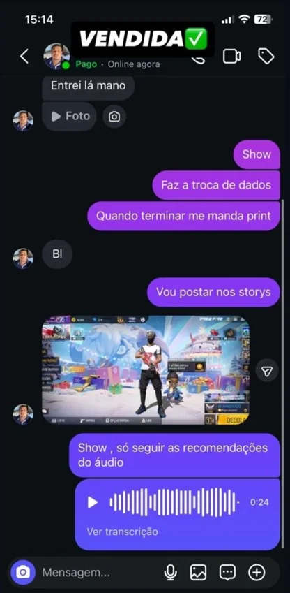 Conversa da referência 1 enviada para a loja